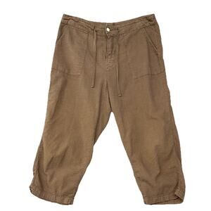 Fresh Produce Womens Pants Capri M Slubbed Cotton Tan Jogger Beachy Casual